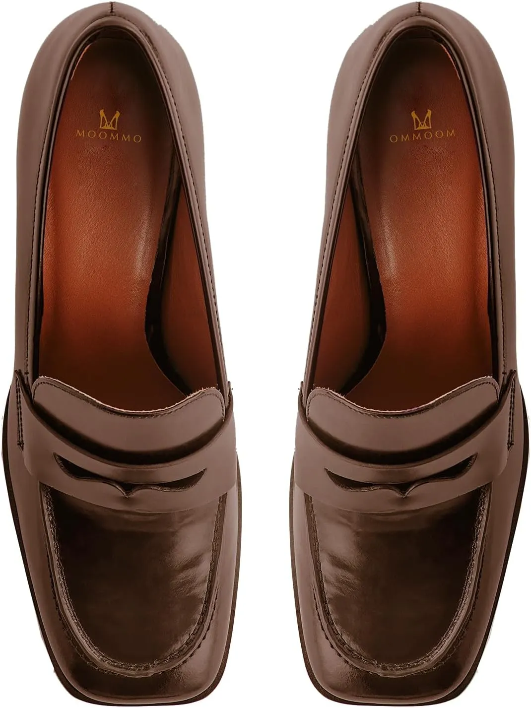 MOOMMO Women Chunky Block High Heel Pumps Square Toe Slip On Loafer Pumps Matte Classic 3 inch High Thick Heel Penny Loafers Oxford Dress Shoes Office Ladies Business Formal Basic 4-11 M US