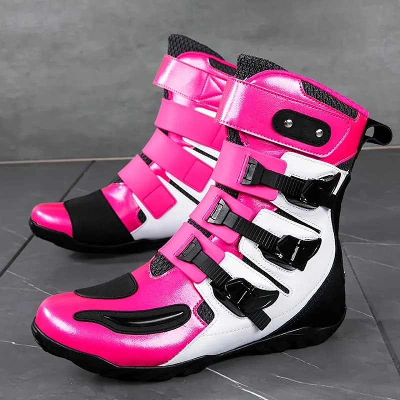 Motorcycle Riding Boots – Durable Leather Boots for Men & Women, Anti-Slip Sole, Racing & Sports Protection