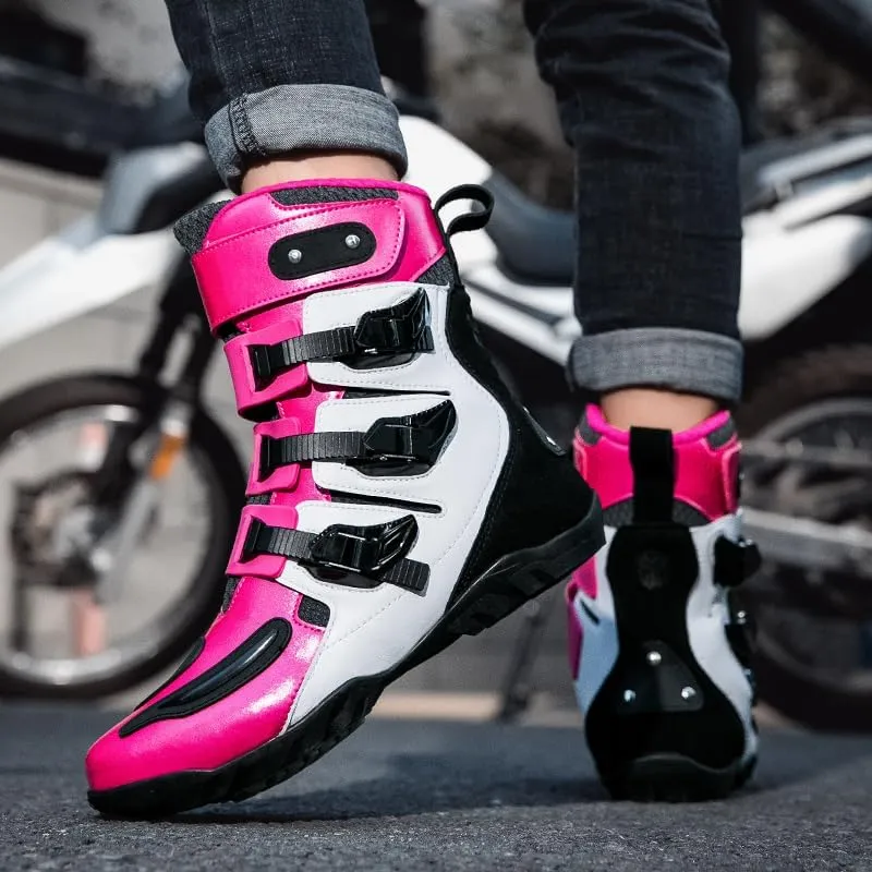 Motorcycle Riding Boots – Durable Leather Boots for Men & Women, Anti-Slip Sole, Racing & Sports Protection