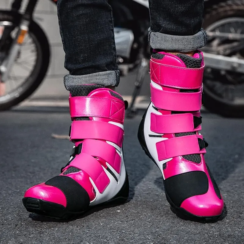 Motorcycle Riding Boots – Durable Leather Boots for Men & Women, Anti-Slip Sole, Racing & Sports Protection