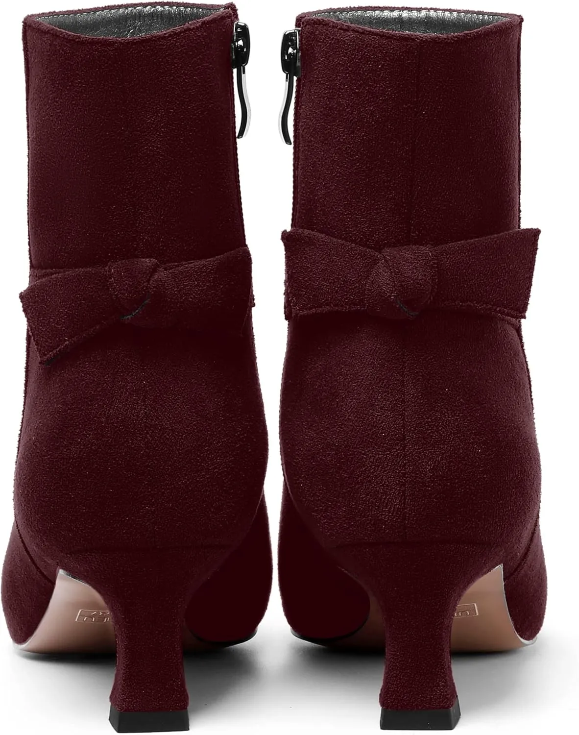 MOVINSTEPS Womens Pointed Toe Suede Zip Cold Weather Outdoor Solid Kitten Low Heel Ankle High Boots 2 Inch