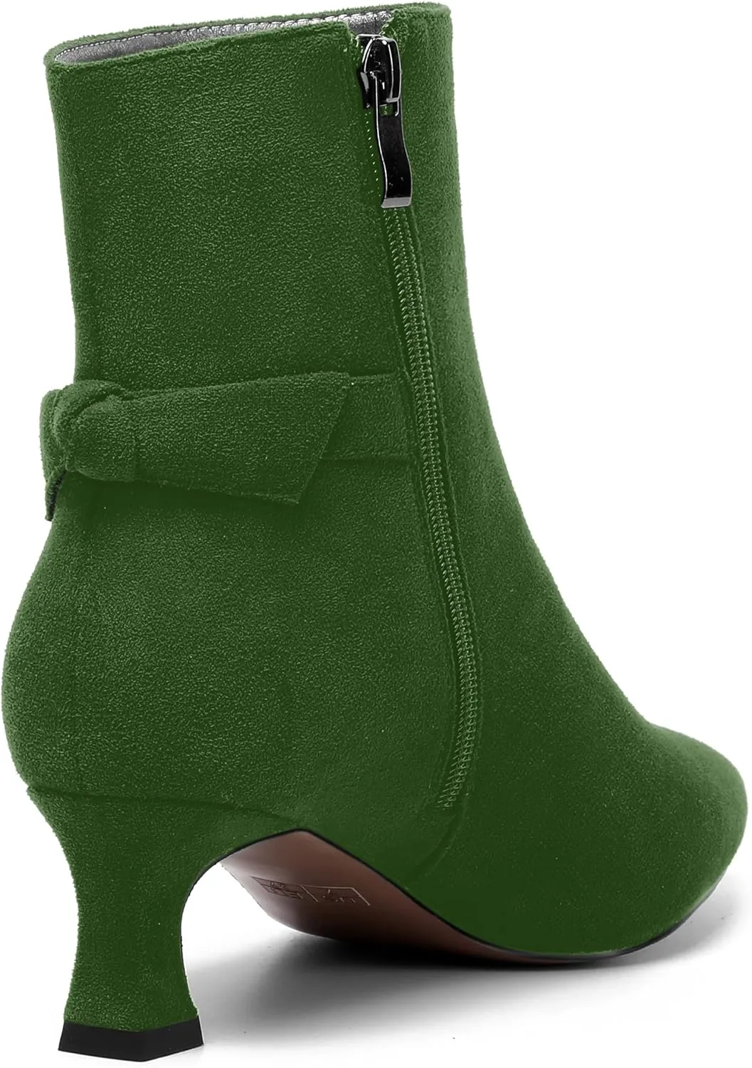 MOVINSTEPS Womens Pointed Toe Suede Zip Cold Weather Outdoor Solid Kitten Low Heel Ankle High Boots 2 Inch