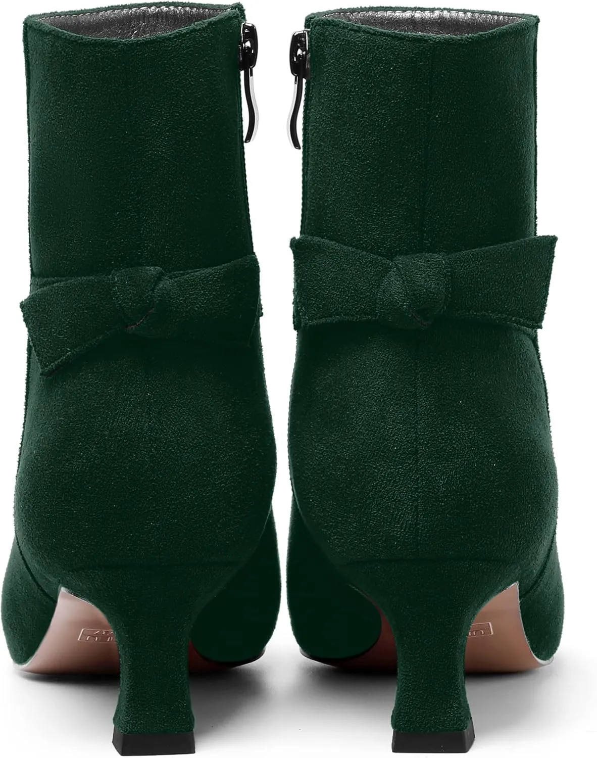 MOVINSTEPS Womens Pointed Toe Suede Zip Cold Weather Outdoor Solid Kitten Low Heel Ankle High Boots 2 Inch