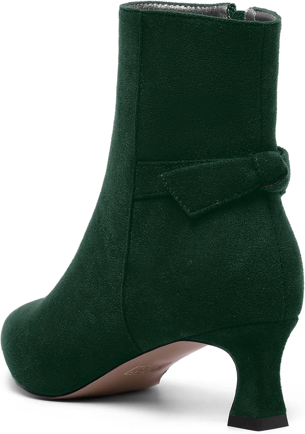 MOVINSTEPS Womens Pointed Toe Suede Zip Cold Weather Outdoor Solid Kitten Low Heel Ankle High Boots 2 Inch