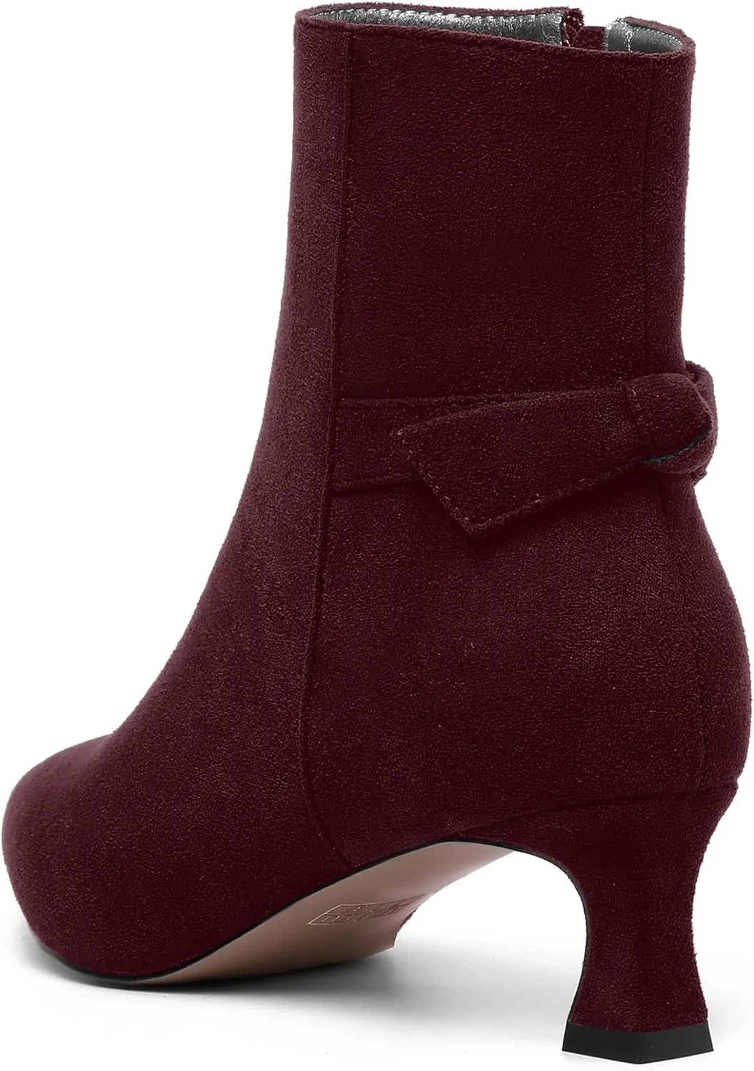 MOVINSTEPS Womens Pointed Toe Suede Zip Cold Weather Outdoor Solid Kitten Low Heel Ankle High Boots 2 Inch