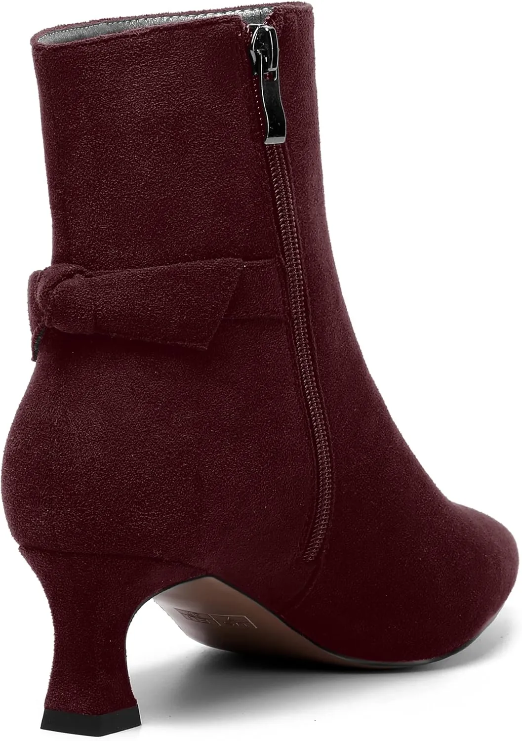 MOVINSTEPS Womens Pointed Toe Suede Zip Cold Weather Outdoor Solid Kitten Low Heel Ankle High Boots 2 Inch