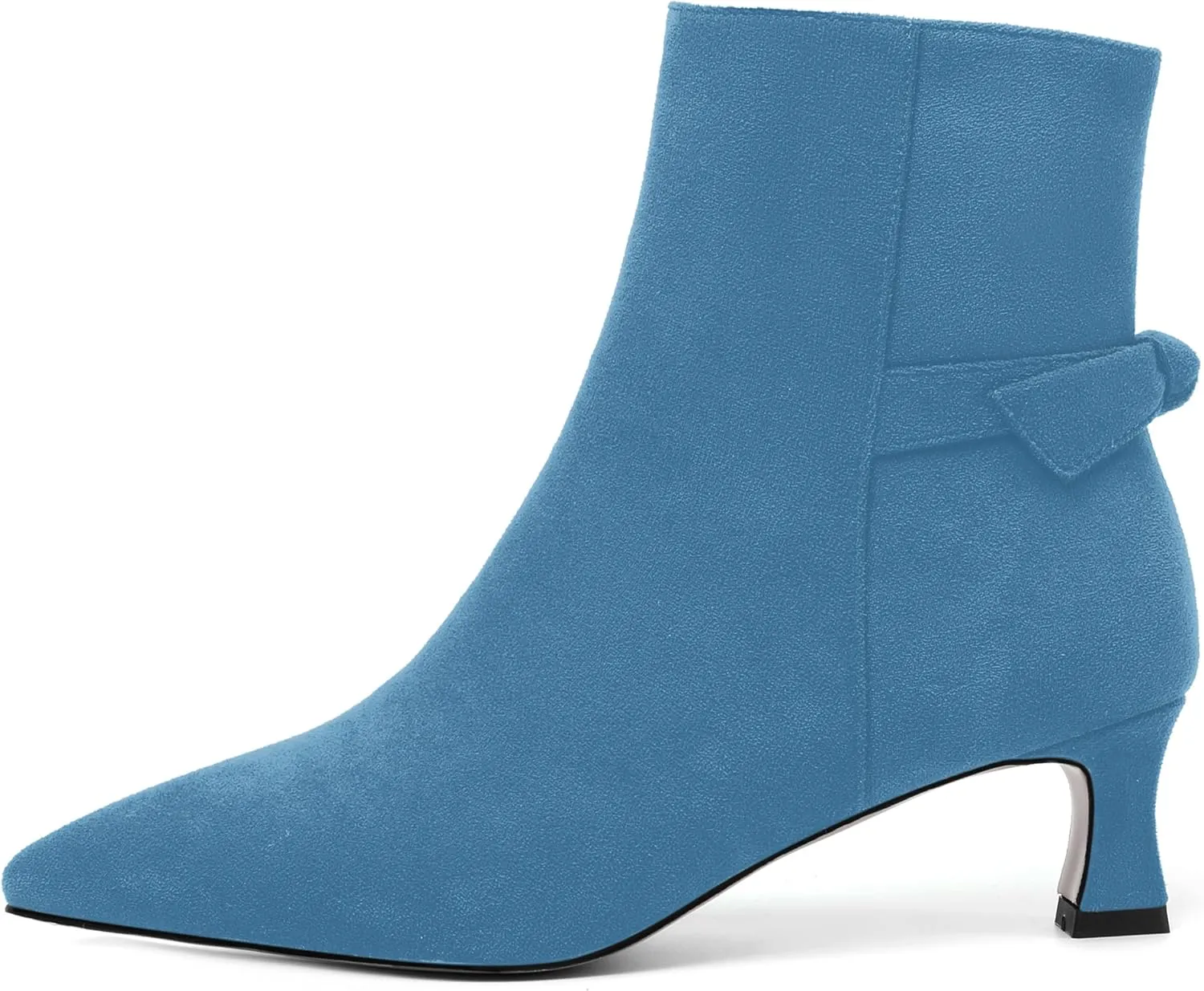 MOVINSTEPS Womens Pointed Toe Suede Zip Cold Weather Outdoor Solid Kitten Low Heel Ankle High Boots 2 Inch