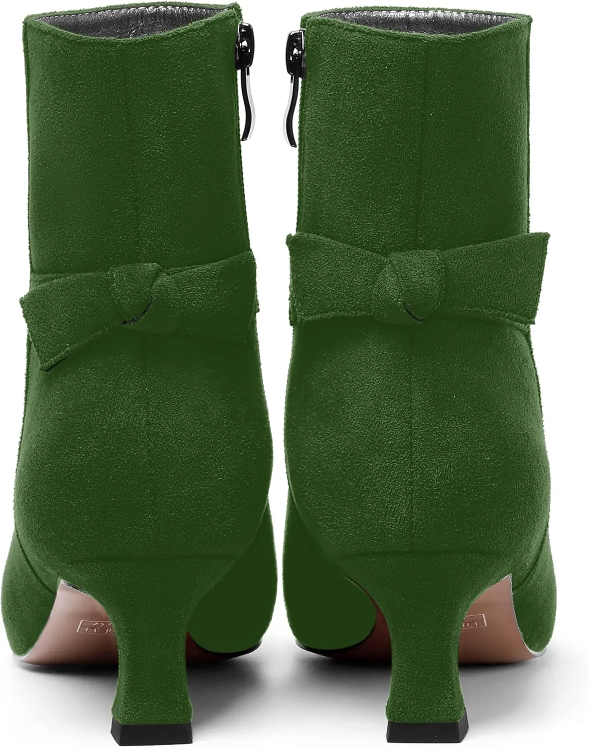 MOVINSTEPS Womens Pointed Toe Suede Zip Cold Weather Outdoor Solid Kitten Low Heel Ankle High Boots 2 Inch