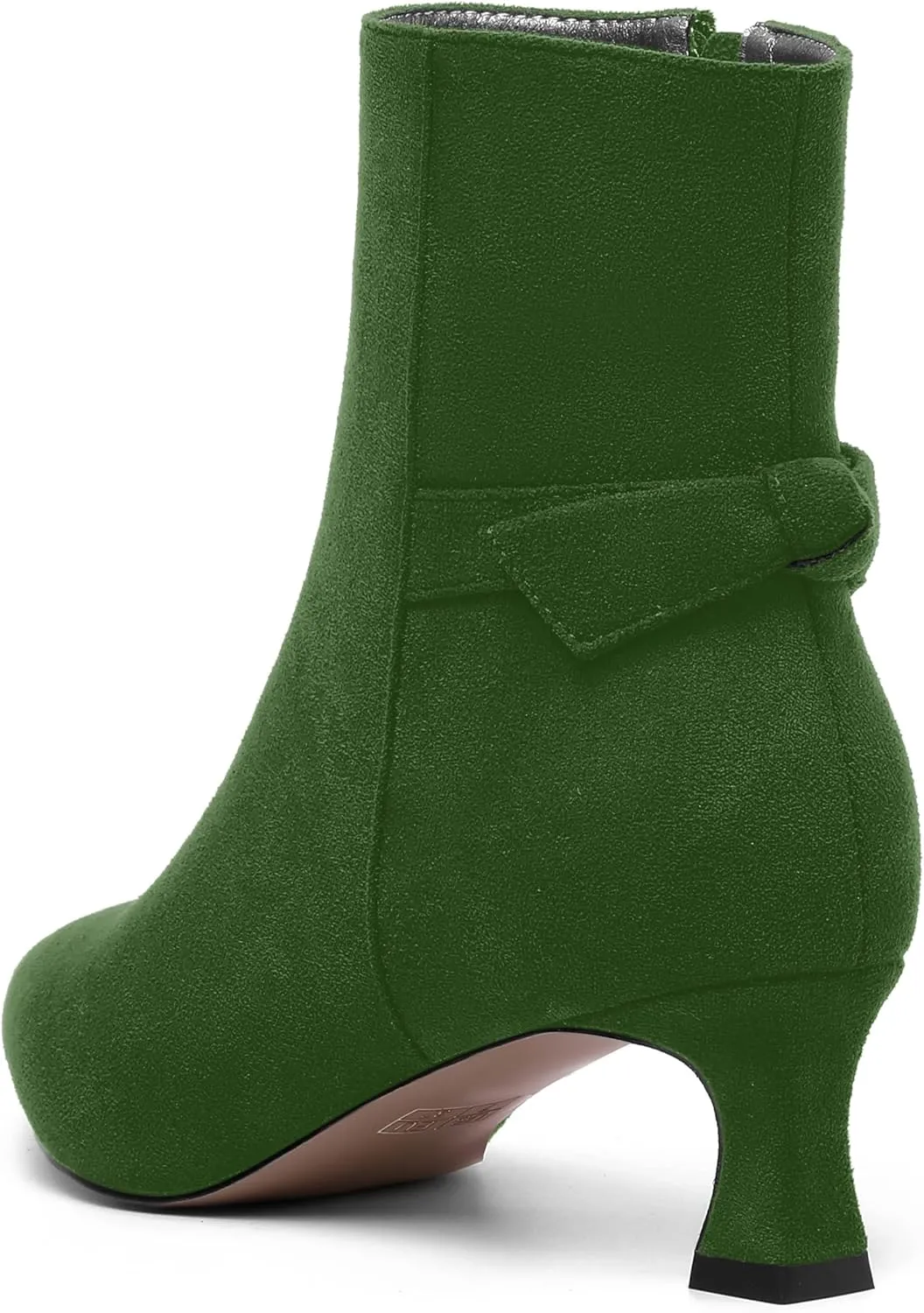 MOVINSTEPS Womens Pointed Toe Suede Zip Cold Weather Outdoor Solid Kitten Low Heel Ankle High Boots 2 Inch