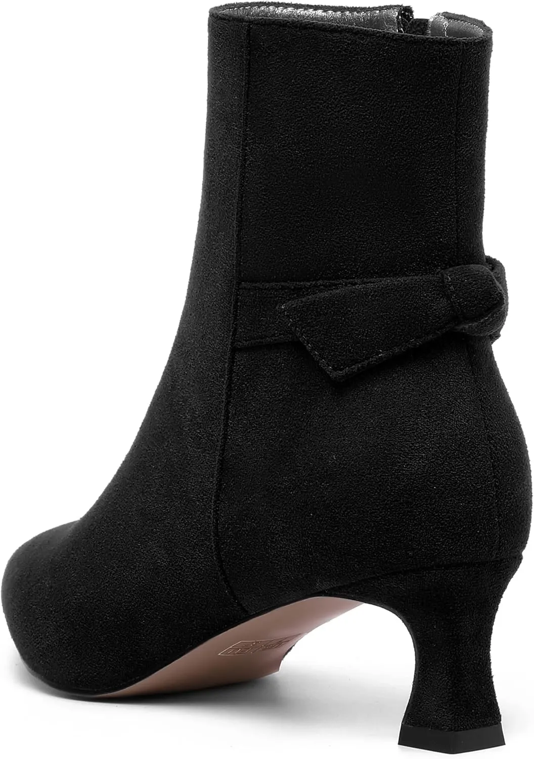 MOVINSTEPS Womens Pointed Toe Suede Zip Cold Weather Outdoor Solid Kitten Low Heel Ankle High Boots 2 Inch