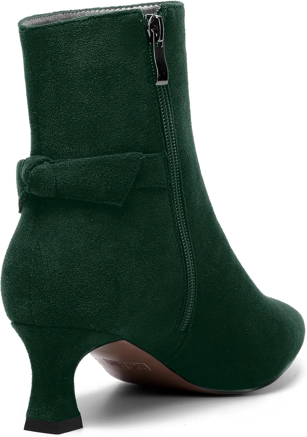 MOVINSTEPS Womens Pointed Toe Suede Zip Cold Weather Outdoor Solid Kitten Low Heel Ankle High Boots 2 Inch