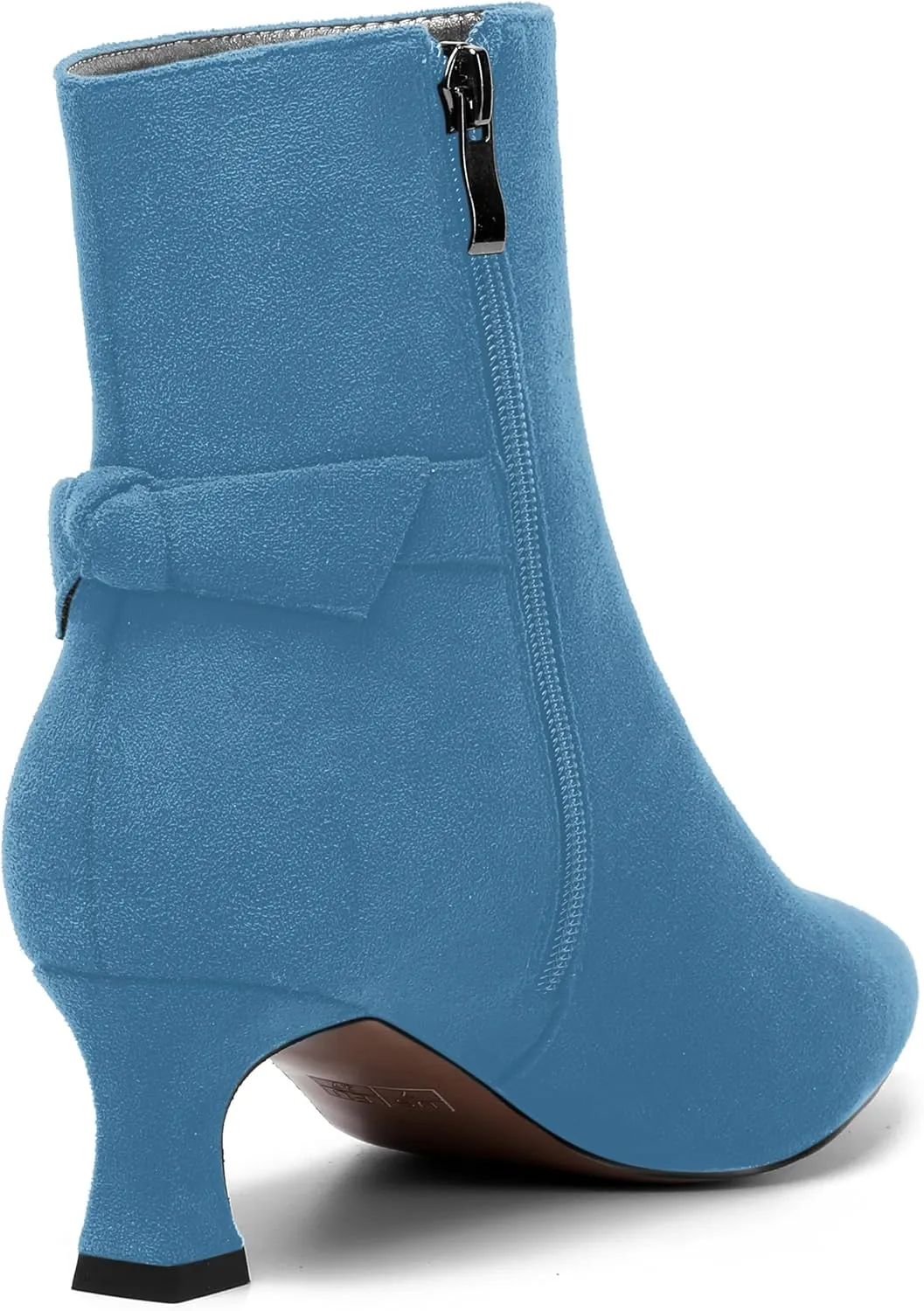 MOVINSTEPS Womens Pointed Toe Suede Zip Cold Weather Outdoor Solid Kitten Low Heel Ankle High Boots 2 Inch