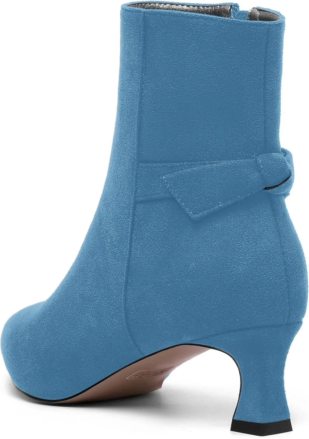 MOVINSTEPS Womens Pointed Toe Suede Zip Cold Weather Outdoor Solid Kitten Low Heel Ankle High Boots 2 Inch