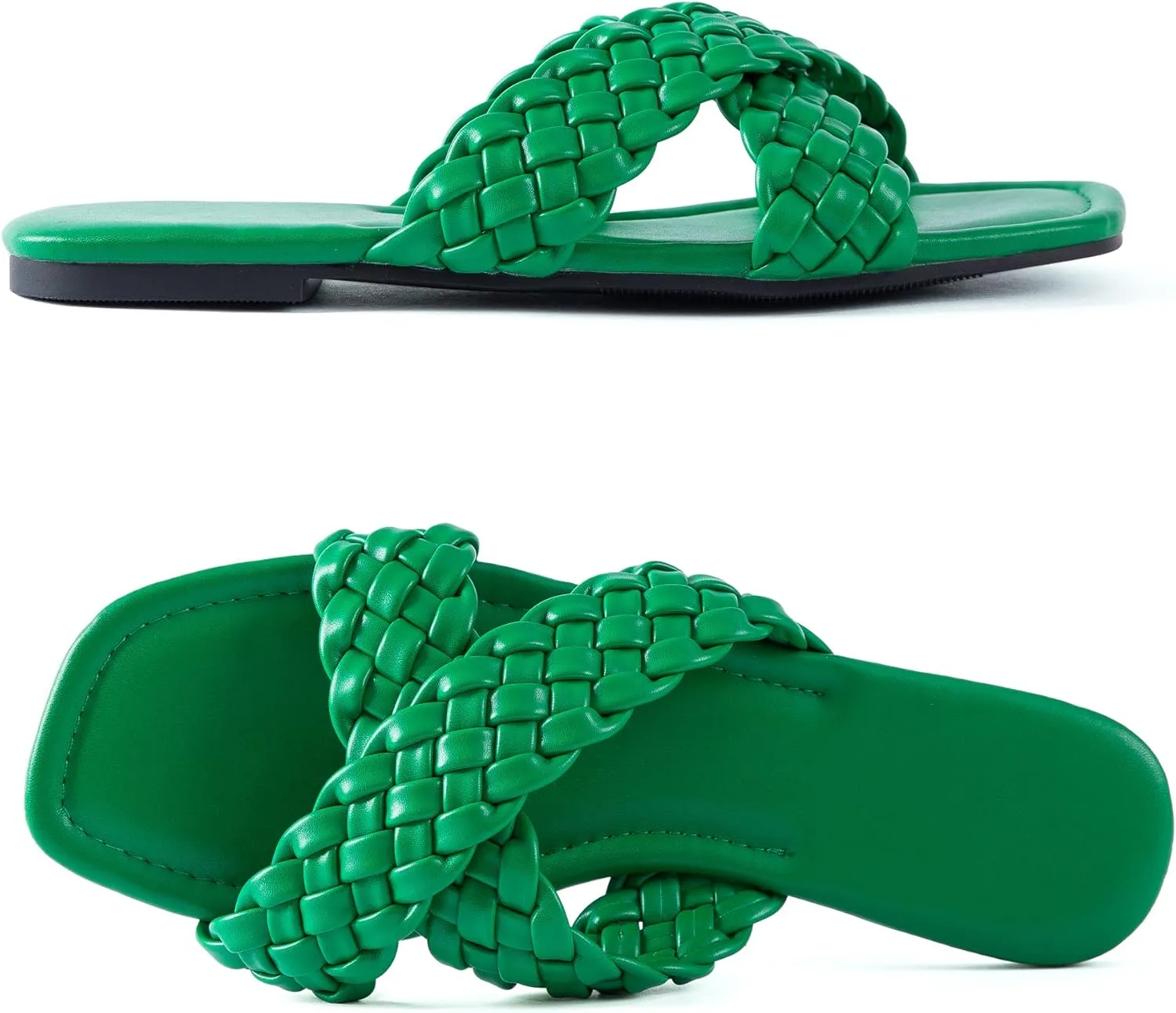 Mtzyoa Women Flat Sandals Braided Leather Crossover Nude Dressy Fashion Evening Party Wedding Sandals
