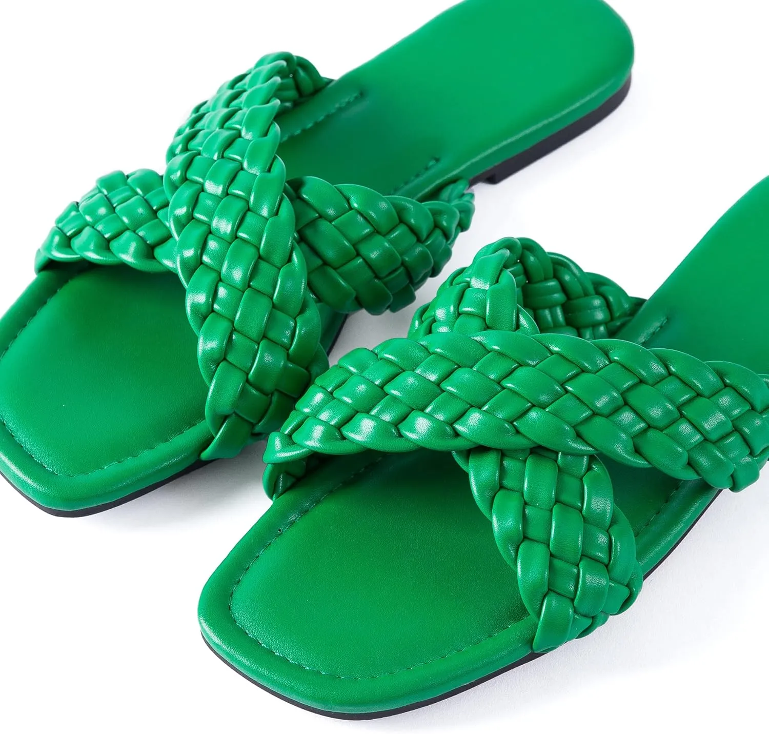 Mtzyoa Women Flat Sandals Braided Leather Crossover Nude Dressy Fashion Evening Party Wedding Sandals