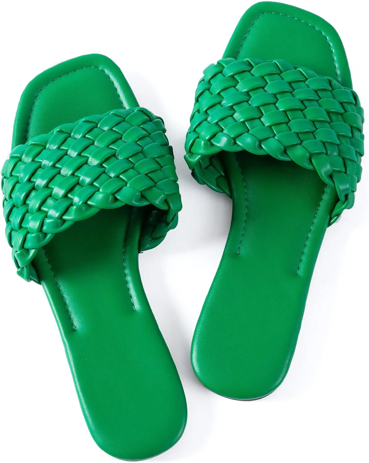 Mtzyoa Women Flat Sandals Braided Leather Nude Summer Dressy Fashion Evening Party Wedding Sandals