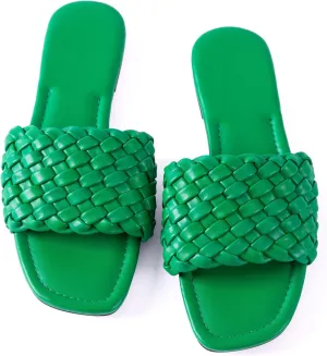 Mtzyoa Women Flat Sandals Braided Leather Nude Summer Dressy Fashion Evening Party Wedding Sandals