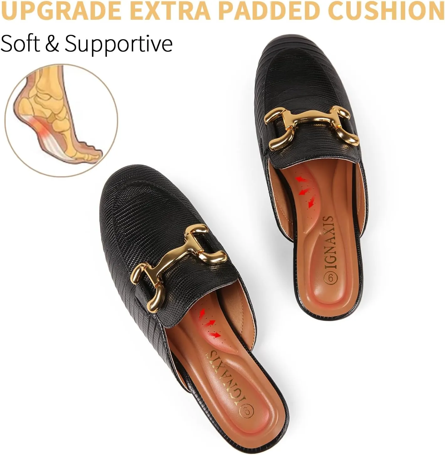 Mules for Women Flats Round Toe Womens Mules Buckle Slip on Slides Backless Loafer Shoes