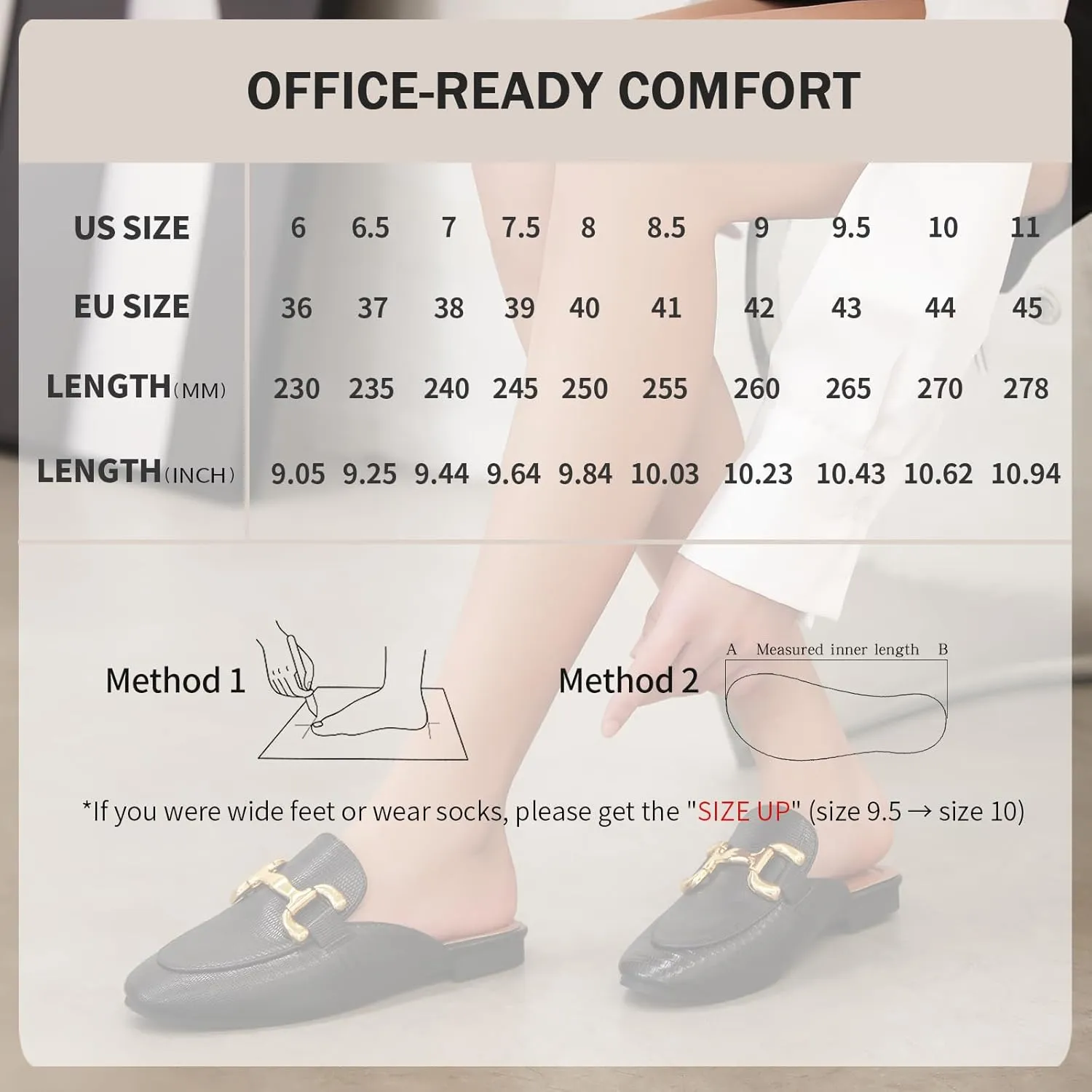 Mules for Women Flats Round Toe Womens Mules Buckle Slip on Slides Backless Loafer Shoes