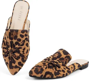 MUSSHOE Mules for Women Flats Comfortable Women Mules Backless Loafers with Knot