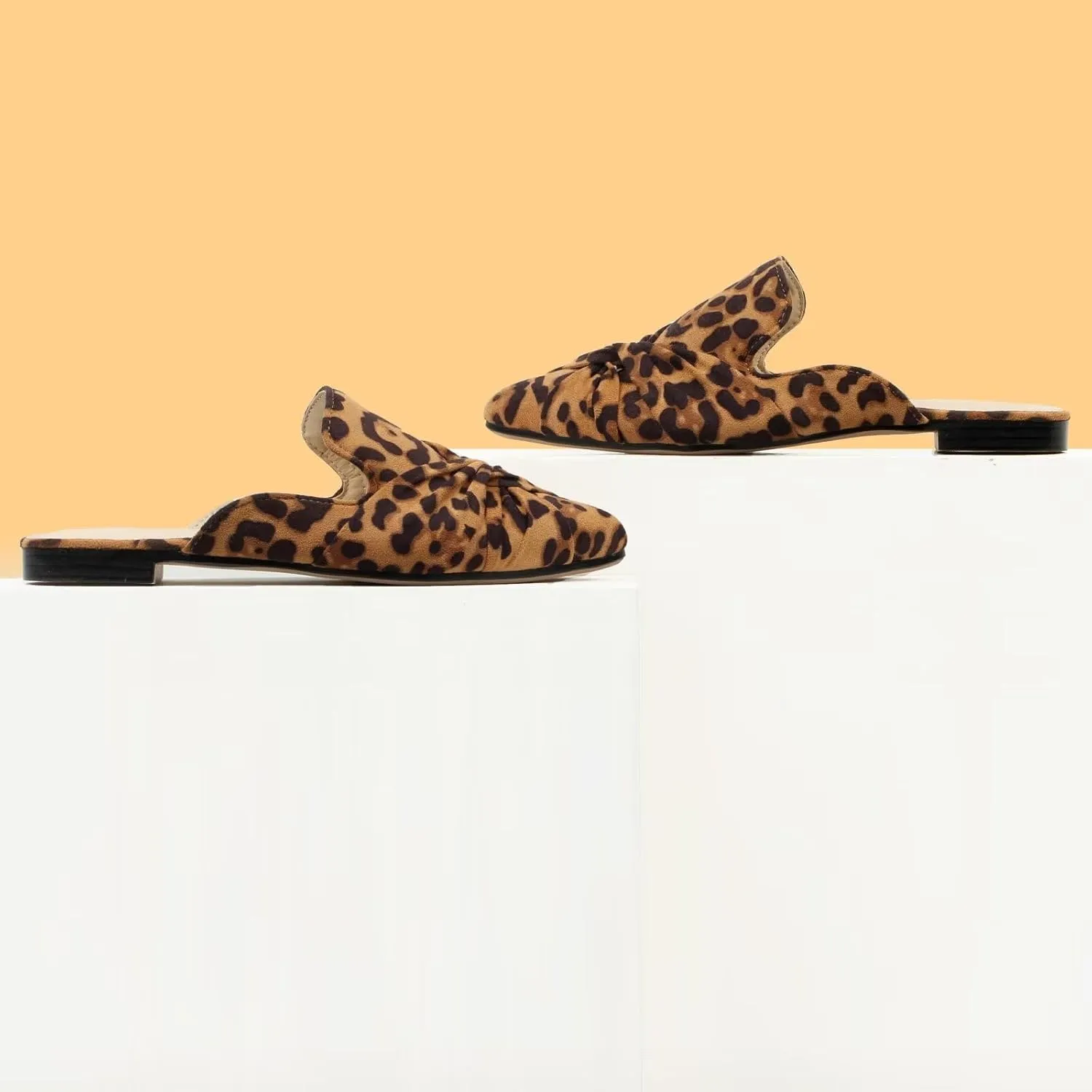 MUSSHOE Mules for Women Flats Comfortable Women Mules Backless Loafers with Knot