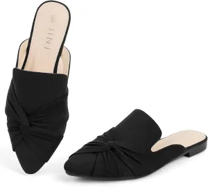 MUSSHOE Mules for Women Flats Comfortable Women Mules Backless Loafers with Knot