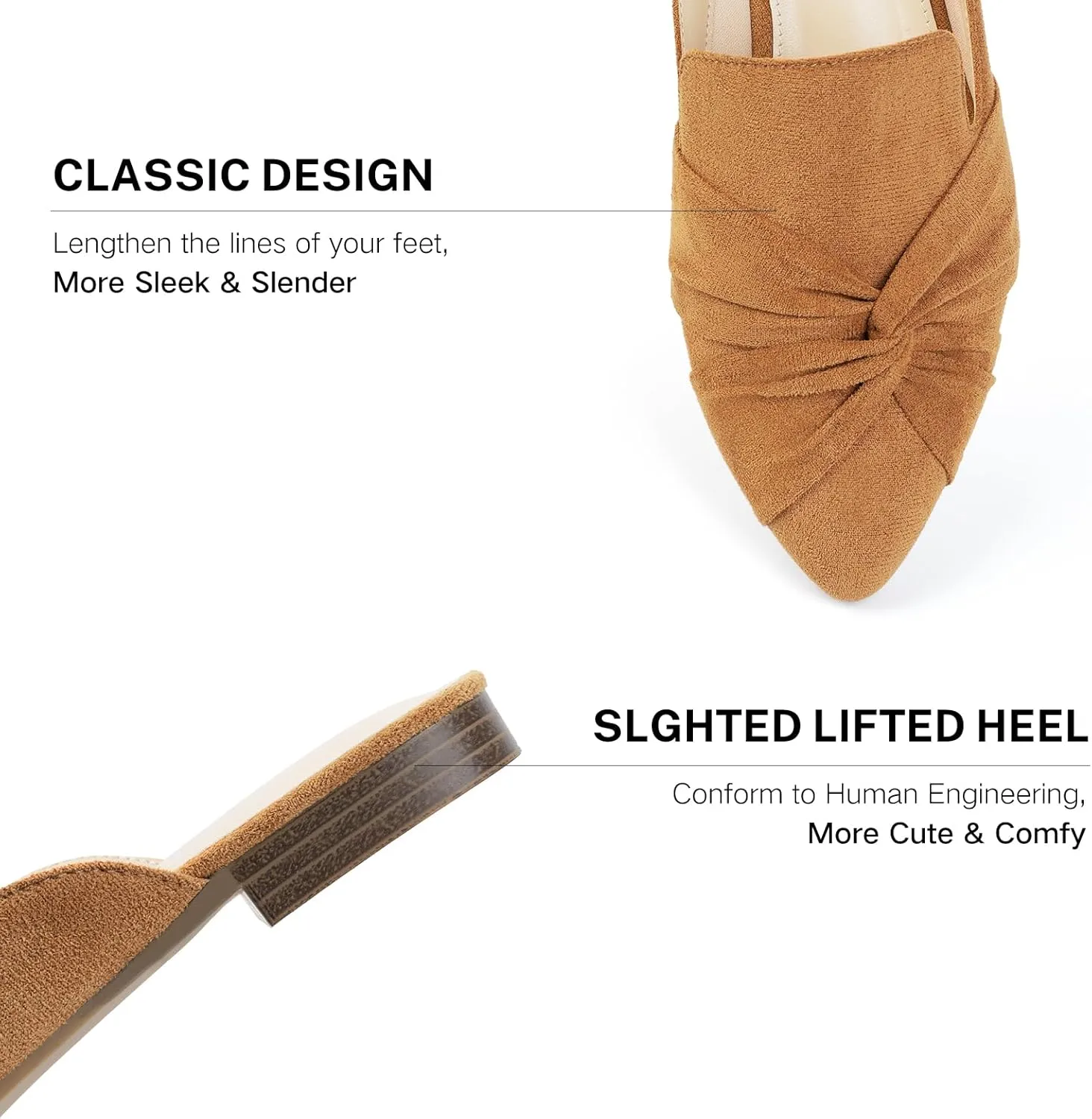 MUSSHOE Mules for Women Flats Comfortable Women Mules Backless Loafers with Knot