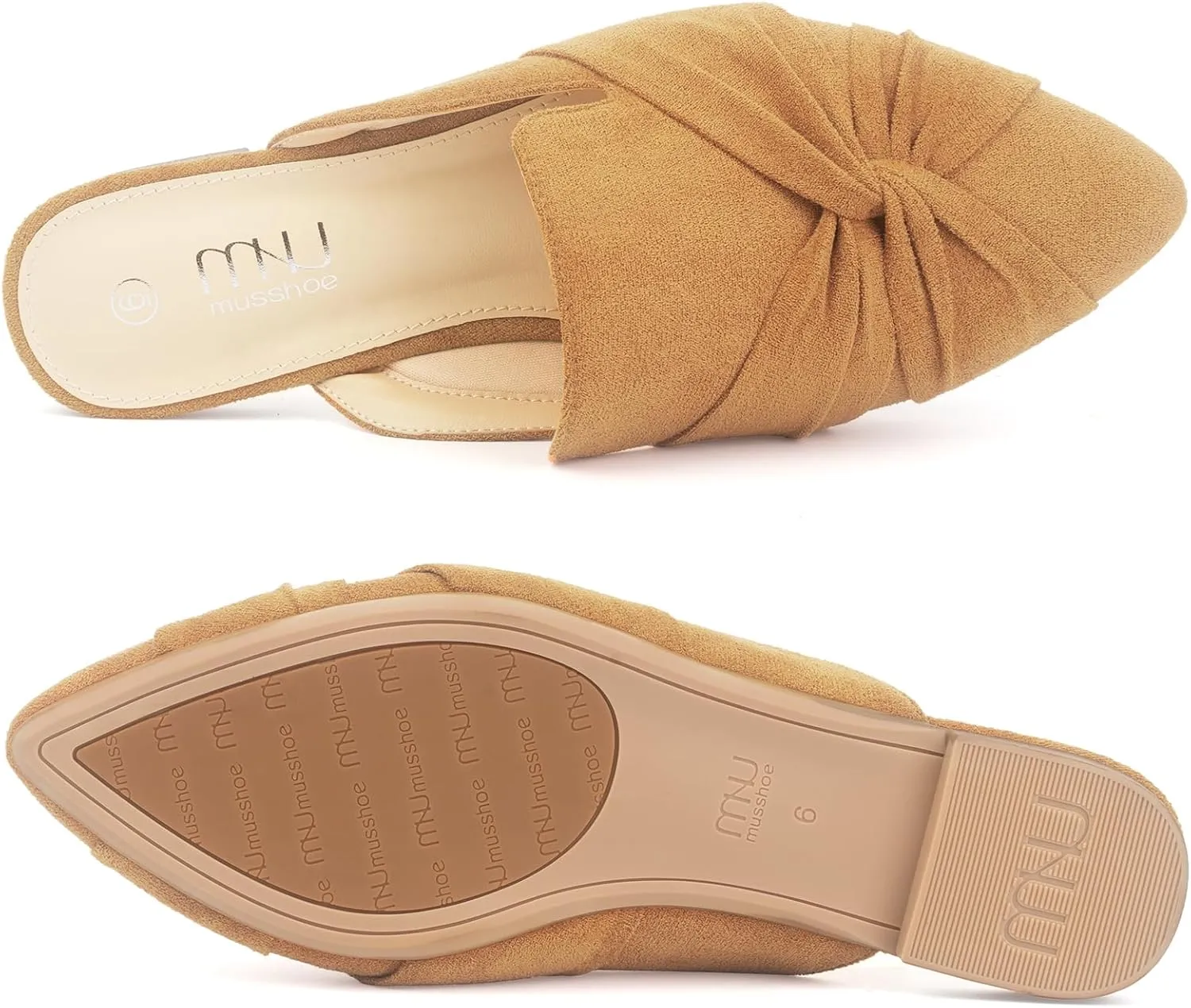 MUSSHOE Mules for Women Flats Comfortable Women Mules Backless Loafers with Knot
