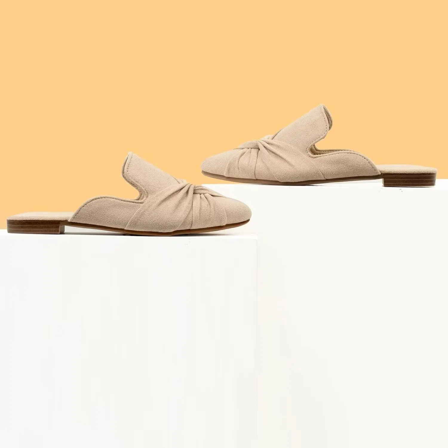 MUSSHOE Mules for Women Flats Comfortable Women Mules Backless Loafers with Knot