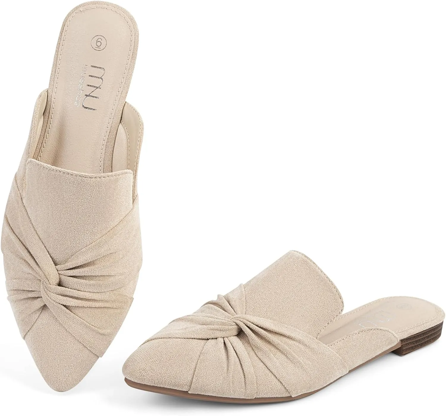 MUSSHOE Mules for Women Flats Comfortable Women Mules Backless Loafers with Knot