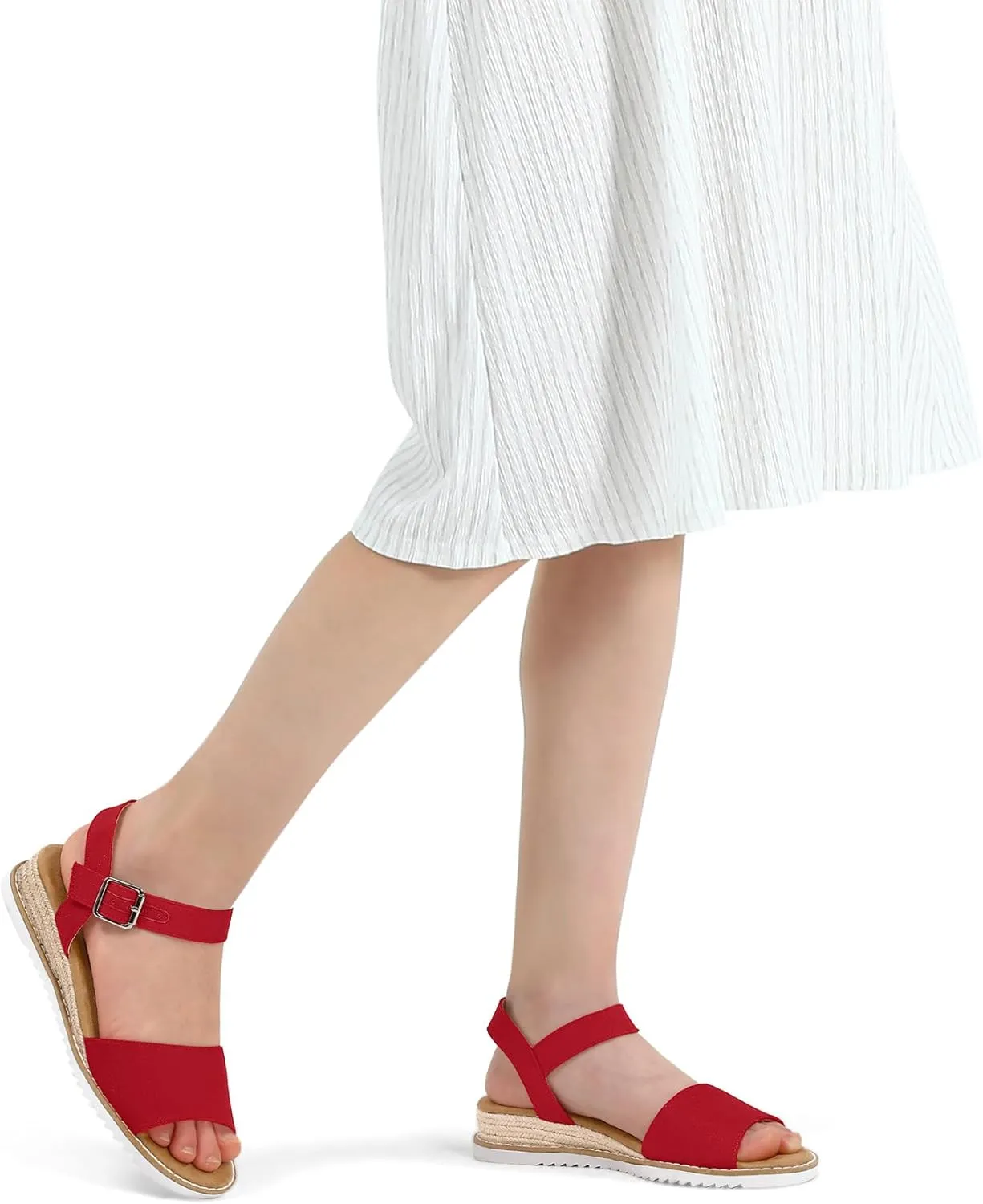 mysoft Women's Comfortable Wedge Sandals Casual Espadrilles Ankle Strap Open Toe Walking Summer Shoes