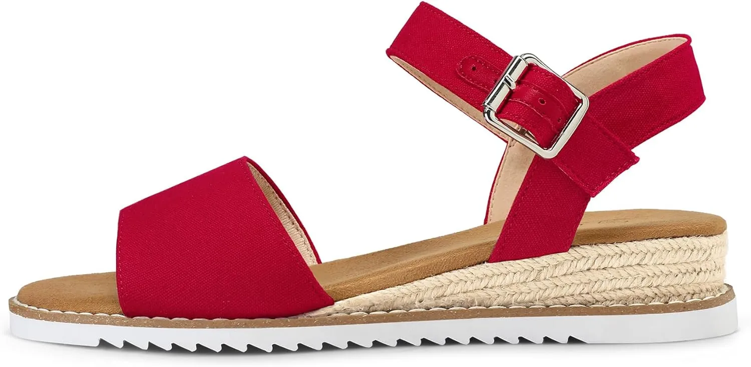 mysoft Women's Comfortable Wedge Sandals Casual Espadrilles Ankle Strap Open Toe Walking Summer Shoes