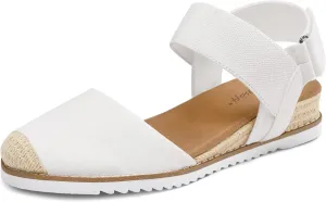 mysoft Women's Low Wedge Sandals Comfortable Closed Toe Espadrilles Slip on Elastic Ankle Strap Walking Sandals