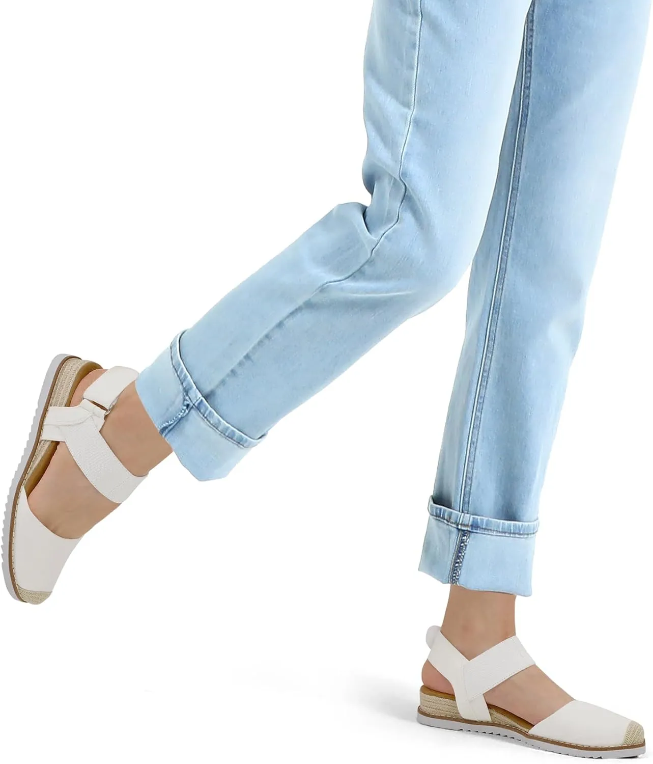 mysoft Women's Low Wedge Sandals Comfortable Closed Toe Espadrilles Slip on Elastic Ankle Strap Walking Sandals