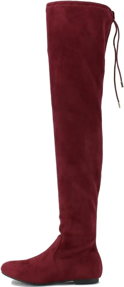 Nature Breeze Vickie-41TH Women's Stretchy Thigh High Flat Heel Boot