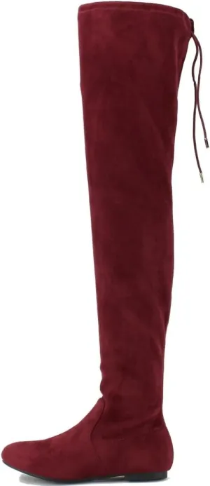 Nature Breeze Vickie-41TH Women's Stretchy Thigh High Flat Heel Boot