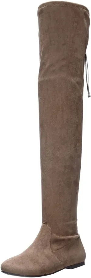 Nature Breeze Vickie-41TH Women's Stretchy Thigh High Flat Heel Boot