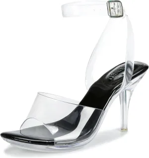 NBUUNBU Clear Heels For Women Transparent Strappy Platform Sandals Ankle Strap High kitten Heel Sexy Slingback Stiletto Comfortable Dress Shoes Open Toe Slip On Mules Pump