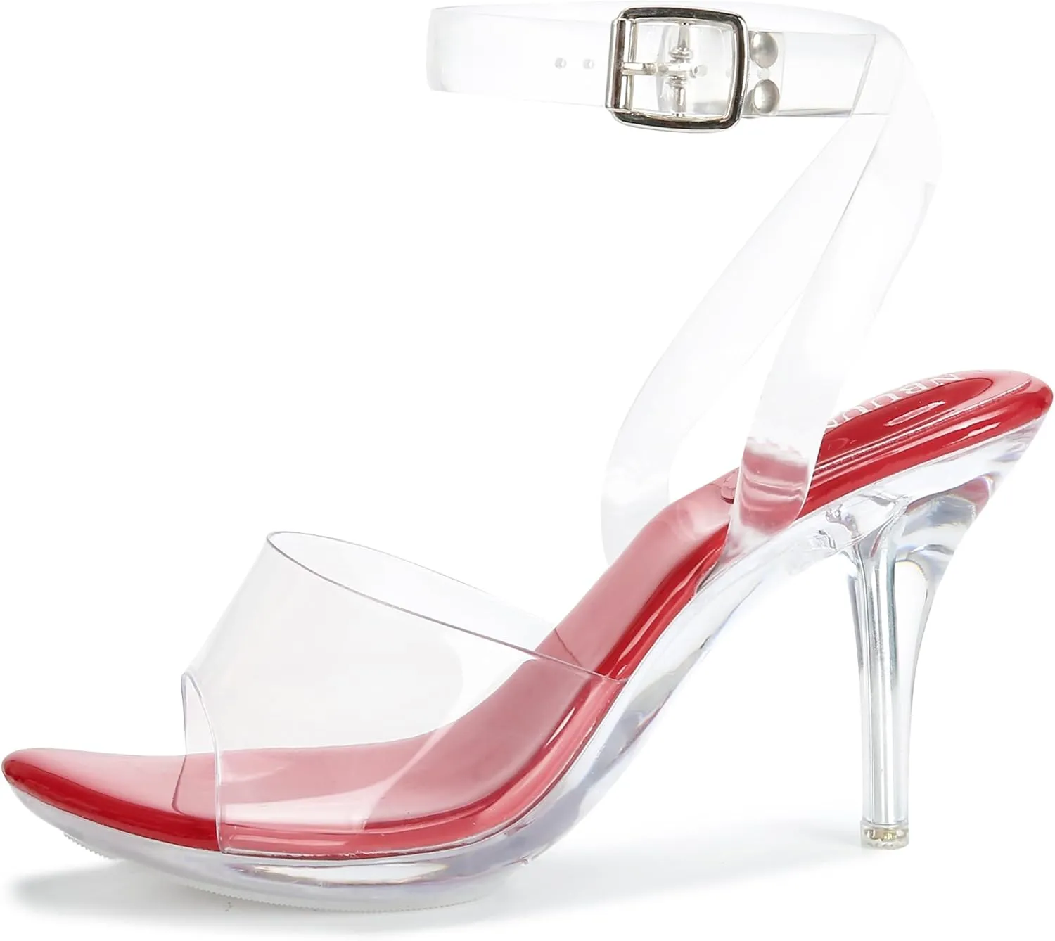 NBUUNBU Clear Heels For Women Transparent Strappy Platform Sandals Ankle Strap High kitten Heel Sexy Slingback Stiletto Comfortable Dress Shoes Open Toe Slip On Mules Pump