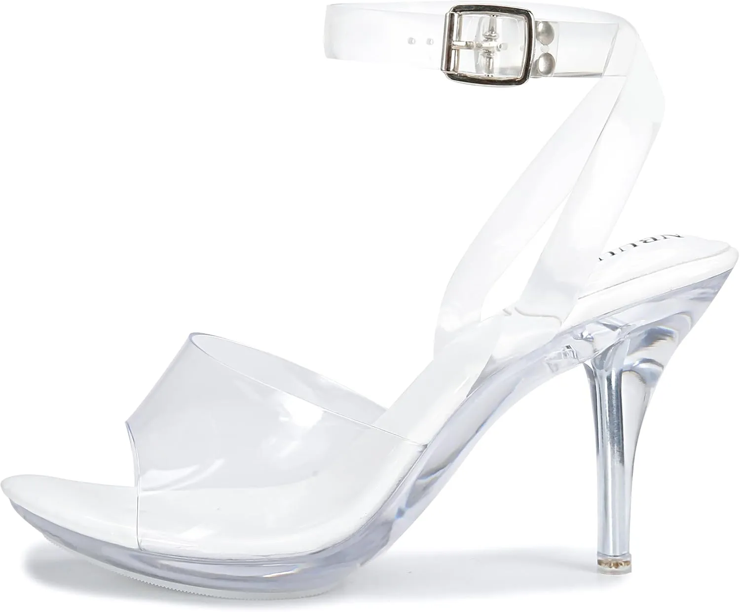 NBUUNBU Clear Heels For Women Transparent Strappy Platform Sandals Ankle Strap High kitten Heel Sexy Slingback Stiletto Comfortable Dress Shoes Open Toe Slip On Mules Pump