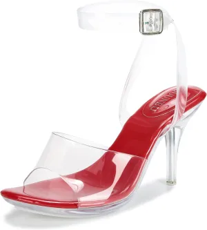 NBUUNBU Clear Heels For Women Transparent Strappy Platform Sandals Ankle Strap High kitten Heel Sexy Slingback Stiletto Comfortable Dress Shoes Open Toe Slip On Mules Pump