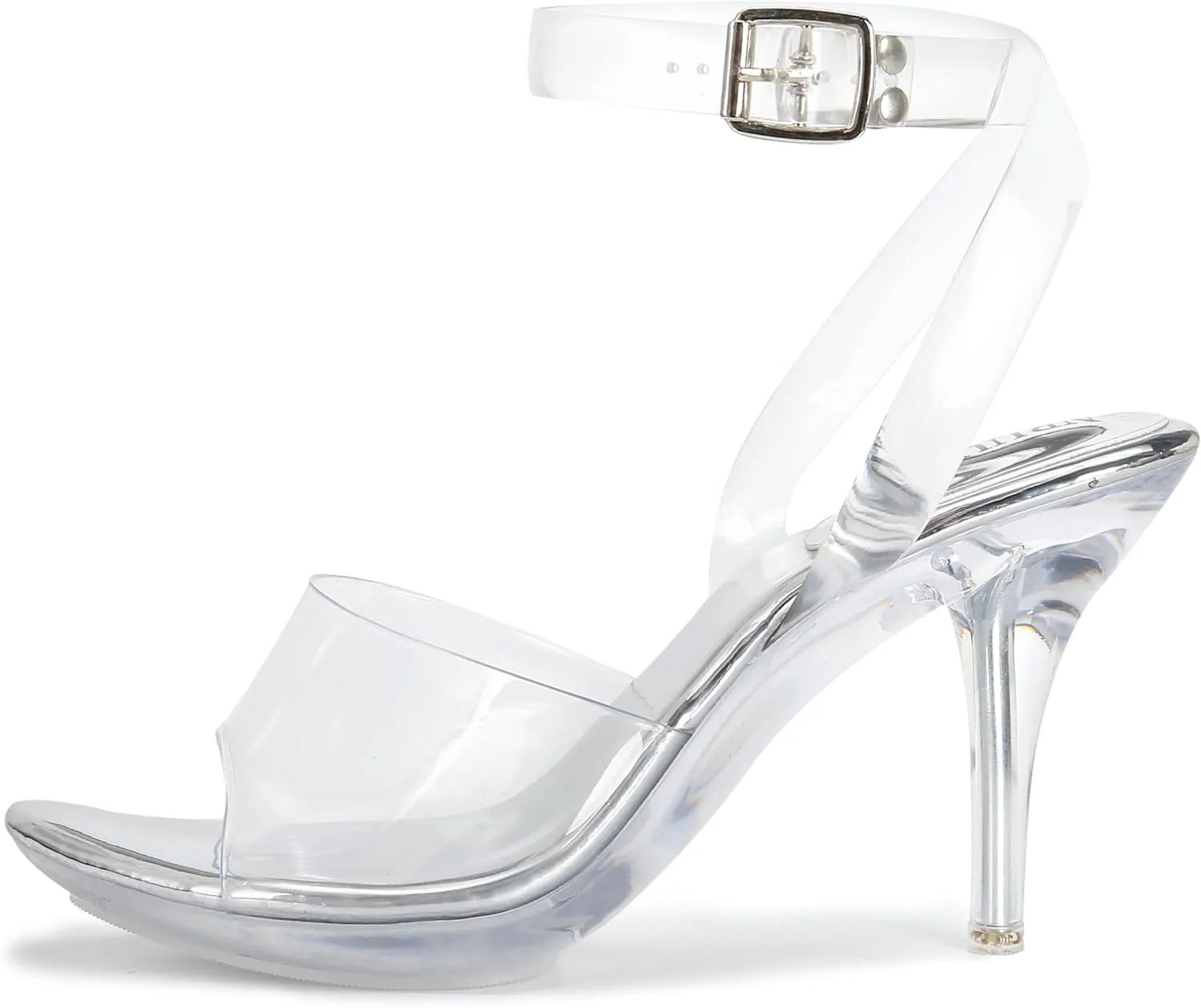 NBUUNBU Clear Heels For Women Transparent Strappy Platform Sandals Ankle Strap High kitten Heel Sexy Slingback Stiletto Comfortable Dress Shoes Open Toe Slip On Mules Pump