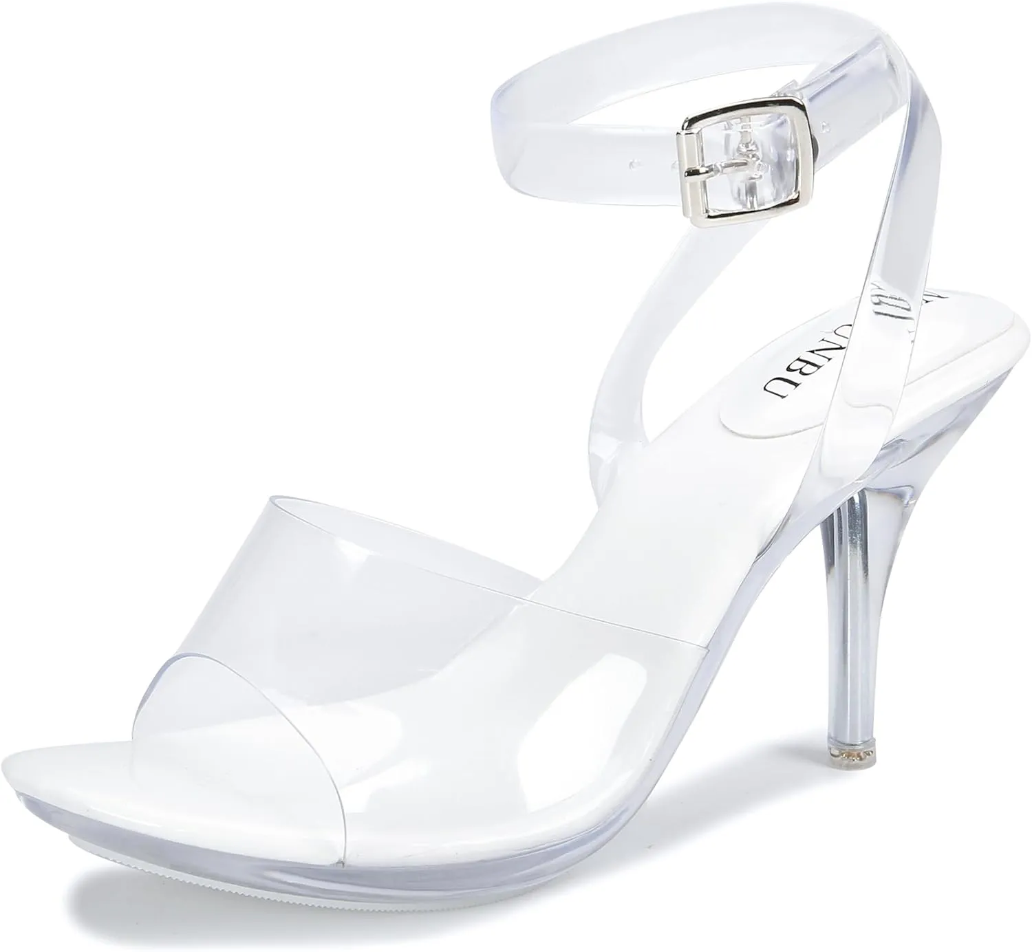 NBUUNBU Clear Heels For Women Transparent Strappy Platform Sandals Ankle Strap High kitten Heel Sexy Slingback Stiletto Comfortable Dress Shoes Open Toe Slip On Mules Pump