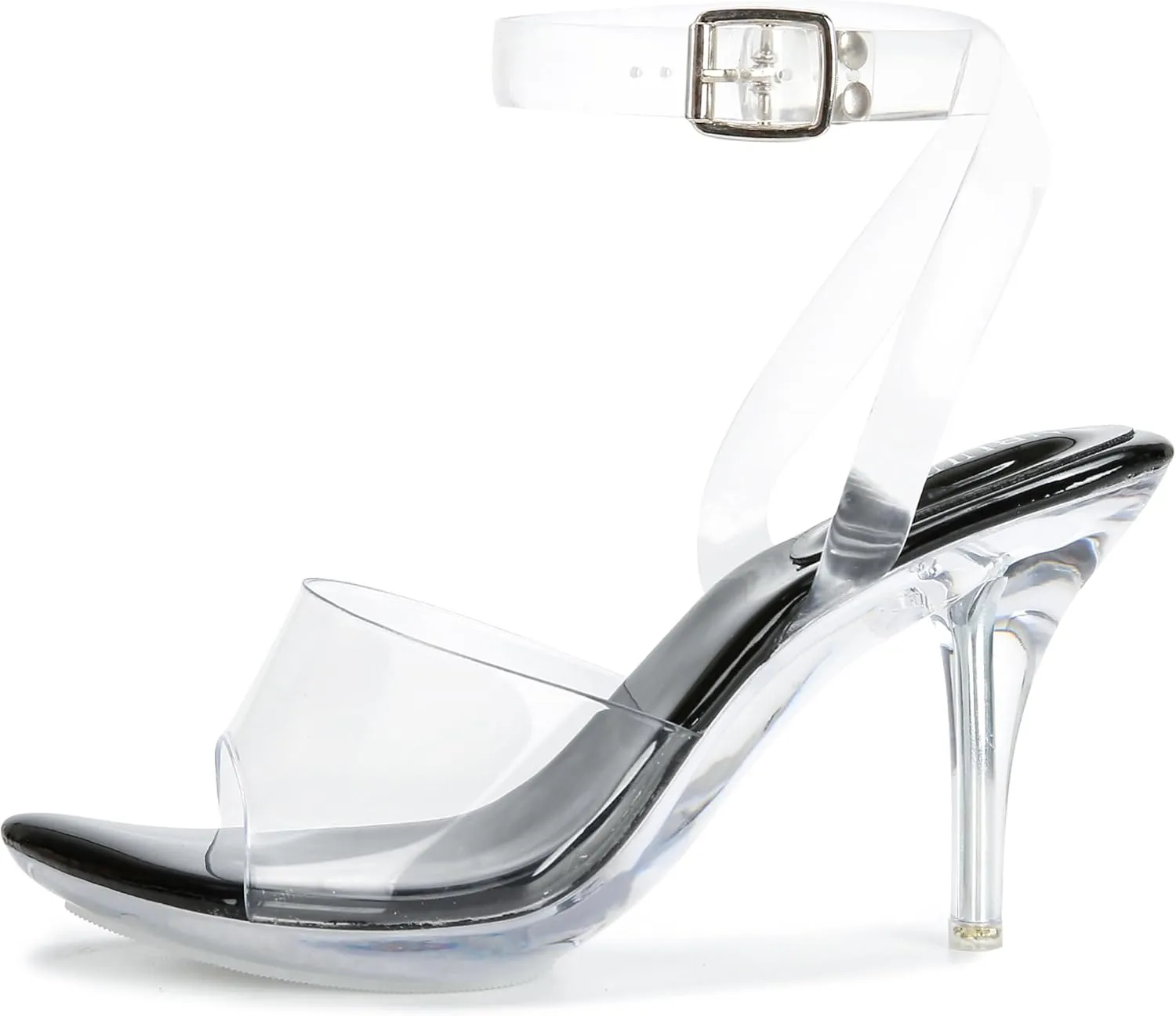 NBUUNBU Clear Heels For Women Transparent Strappy Platform Sandals Ankle Strap High kitten Heel Sexy Slingback Stiletto Comfortable Dress Shoes Open Toe Slip On Mules Pump