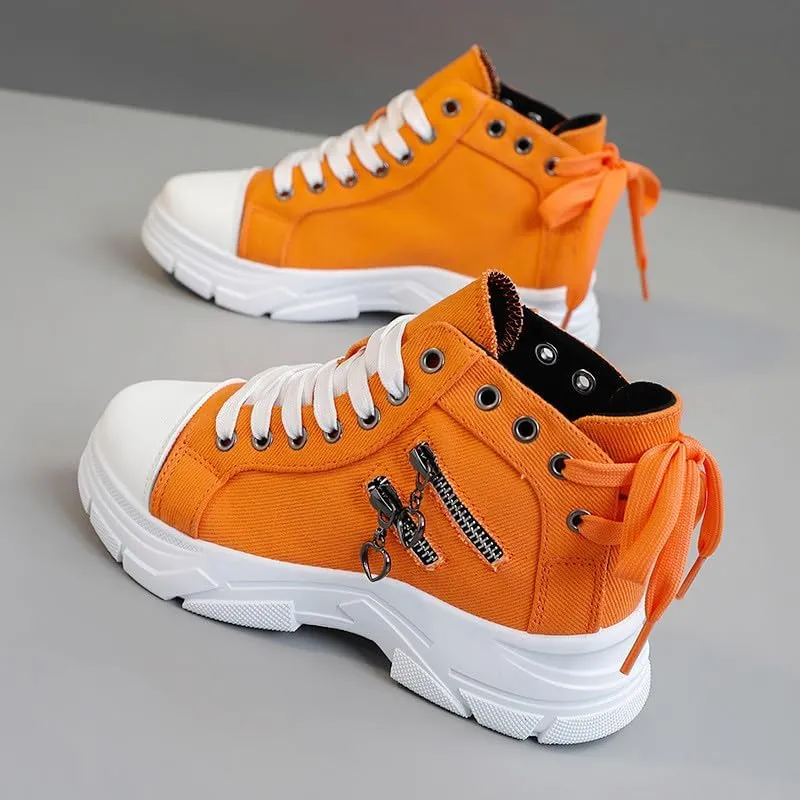NCNDB Womens Canvas Sneakers High Top Lace up Casual Walking Shoes Air Cushion Sneakers