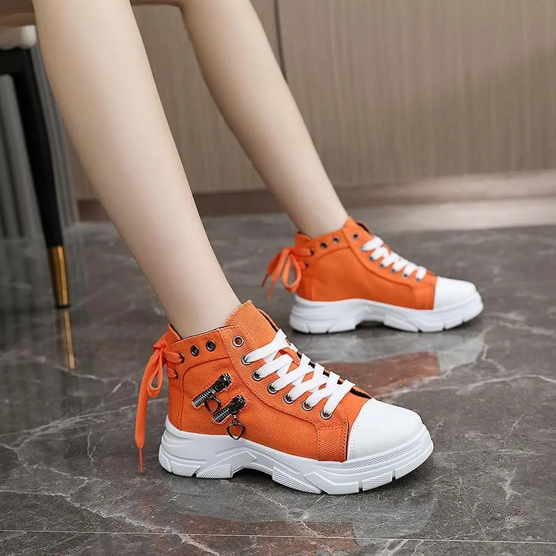 NCNDB Womens Canvas Sneakers High Top Lace up Casual Walking Shoes Air Cushion Sneakers