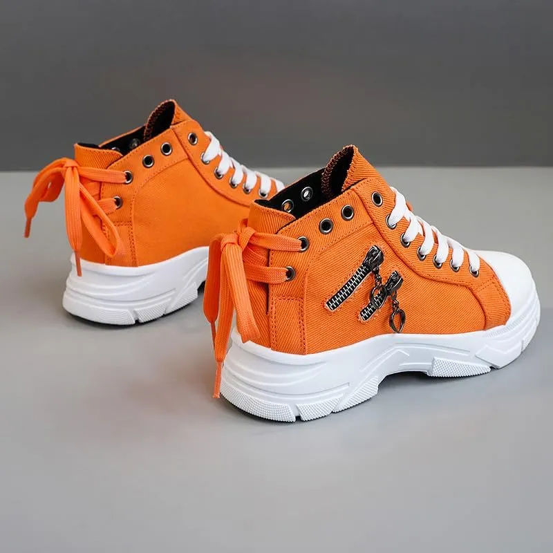 NCNDB Womens Canvas Sneakers High Top Lace up Casual Walking Shoes Air Cushion Sneakers
