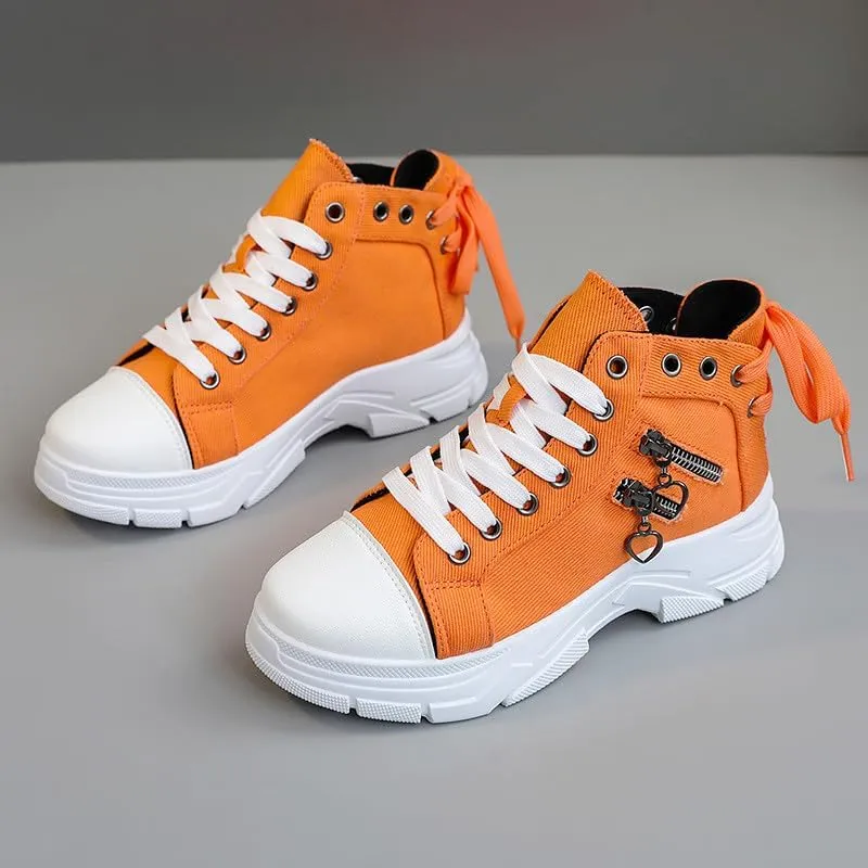 NCNDB Womens Canvas Sneakers High Top Lace up Casual Walking Shoes Air Cushion Sneakers