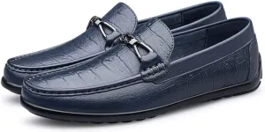 New Mens Loafers Round Toe Moccasins Faux Crocodile Print Leather Comfortable Slip Resistant Anti-slip Outdoor Party Slip-ons