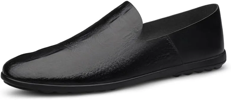 New Men's Loafers Round Toe PU Leather Crocodile Print Smoking Shoes Flat Heel Anti-Slip Slip Resistant Prom Party Slip-ons